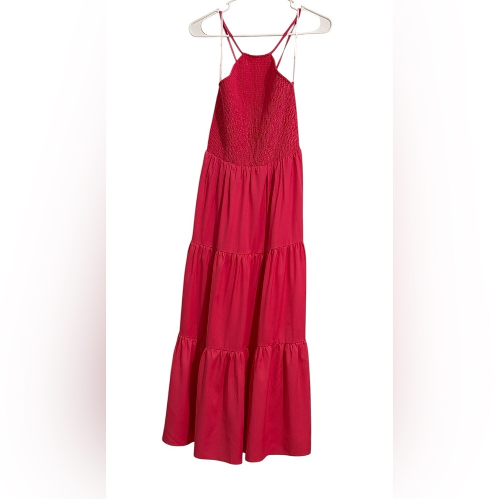 Lulus Bright Pink Tiered Maxi Dress with Smocked Bodice